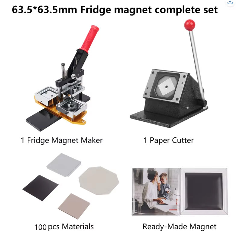 63.5x63.5mm(2.5"x2.5") Magnets Machine Kit With Cutter And 1000 pcs Material